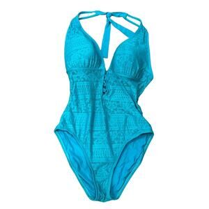 Bleu Rod Beattie Women's Halter-Neck Crochet One-Piece Swimsuit Size 10